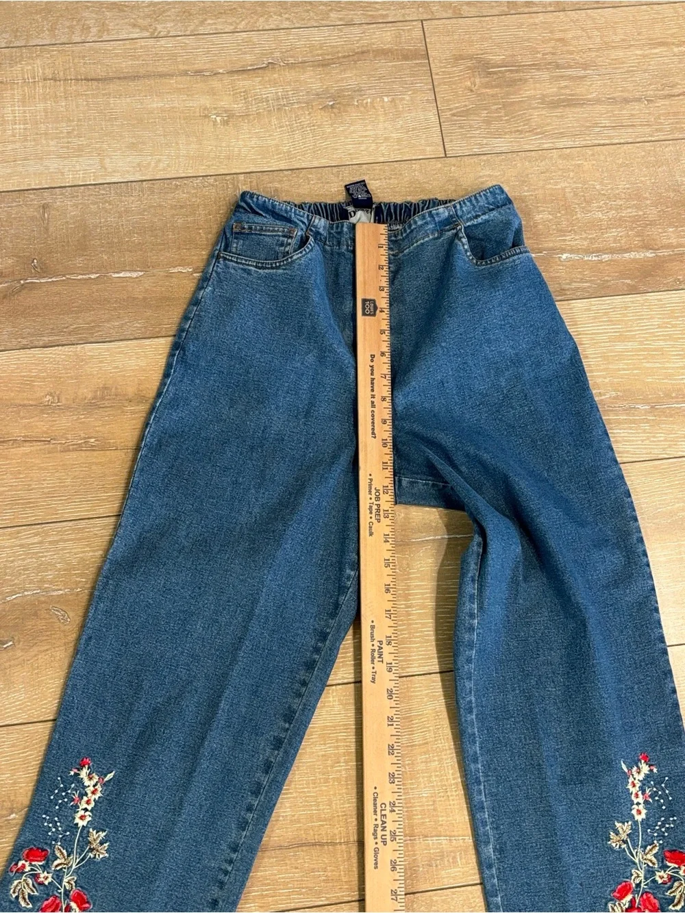 Denim & Co Floral Embroidered Denim Jacket & Pants Set Size Small 2 Pc